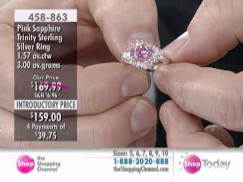 Pink Sapphire Trinity Sterling Silver Ring at The Shopping Channel 458863