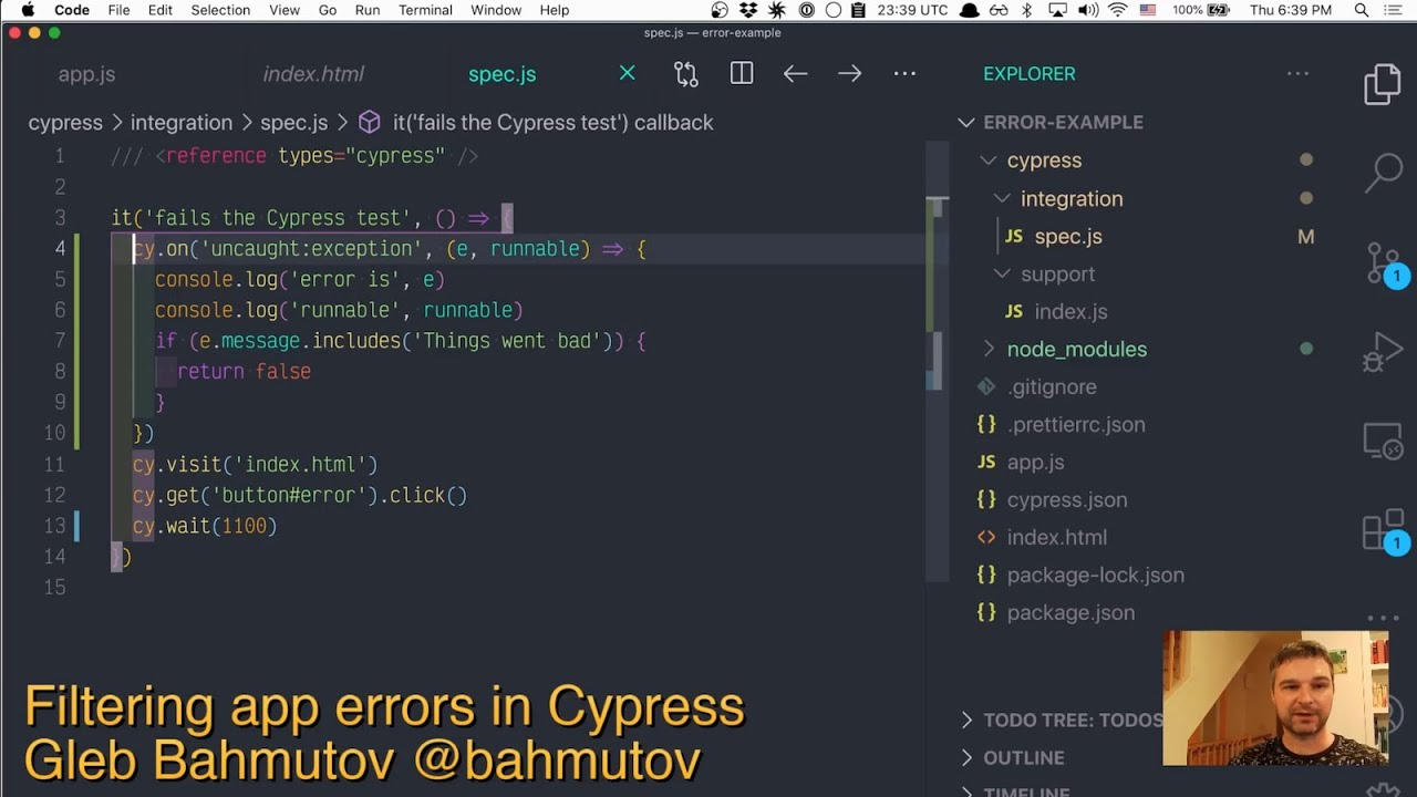 Filtering app errors in Cypress tests