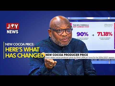 Cocoa Producer Price: Govt raises cocoa producer price by GHS1,008 per tonne for the 2026/27 season