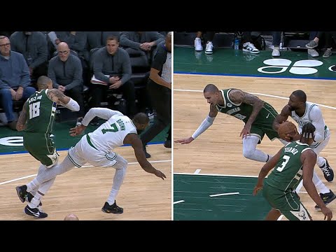 Jaylen Brown ELBOWS Kuzma After Kuzma Shoved Him to the Ground 😱