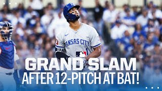 MJ Melendez fights through a 12-PITCH AB before crushing his first career GRAND SLAM! 🫡