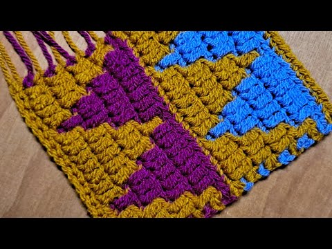 Mosaic Crochet Triangle - Work Flat or In The Round - MULTIPLE of 8+4 - Intermediate Tutorial