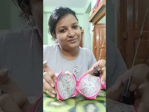 Dragon fruit for the first time .... Anvita's first try ..