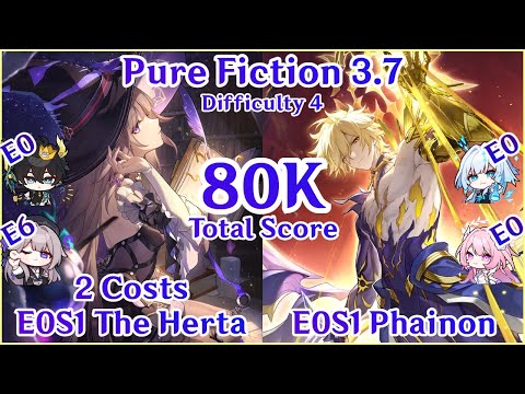 NO SHILL!? NO PROBLEM! E0S1 The Herta x E0S1 Phainon 80K Score Pure Fiction Clear | Honkai Star Rail