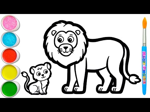 Lion Drawing, Painting and Coloring for Kids & Toddlers | Drawing Basics 