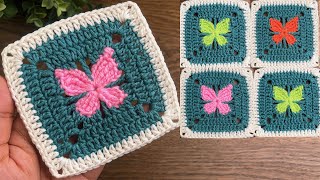 How to crochet granny square butterfly 🦋,very easy tutorial for beginners