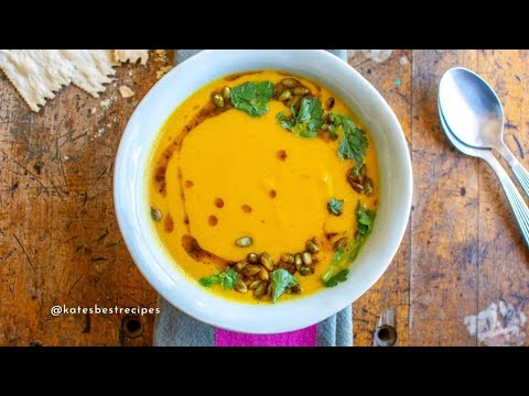 Easy 30-Minute Thai-Inspired Butternut Squash and Carrot Soup {Vegan} | Kate's Best Recipes