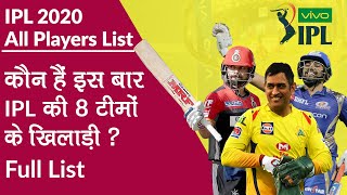 IPL 2020: आईपीएल 2020 की 8 Team में कौन हैं Cricketers | IPL 8 Teams | IPL All Players list |