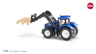 SIKU Blister - traktor New Holland s paletovými vidlami a paletou