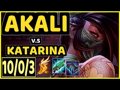 GREVTHAR (AKALI) vs KATARINA - 10/0/3 KDA MID CHALLENGER GAMEPLAY - BR