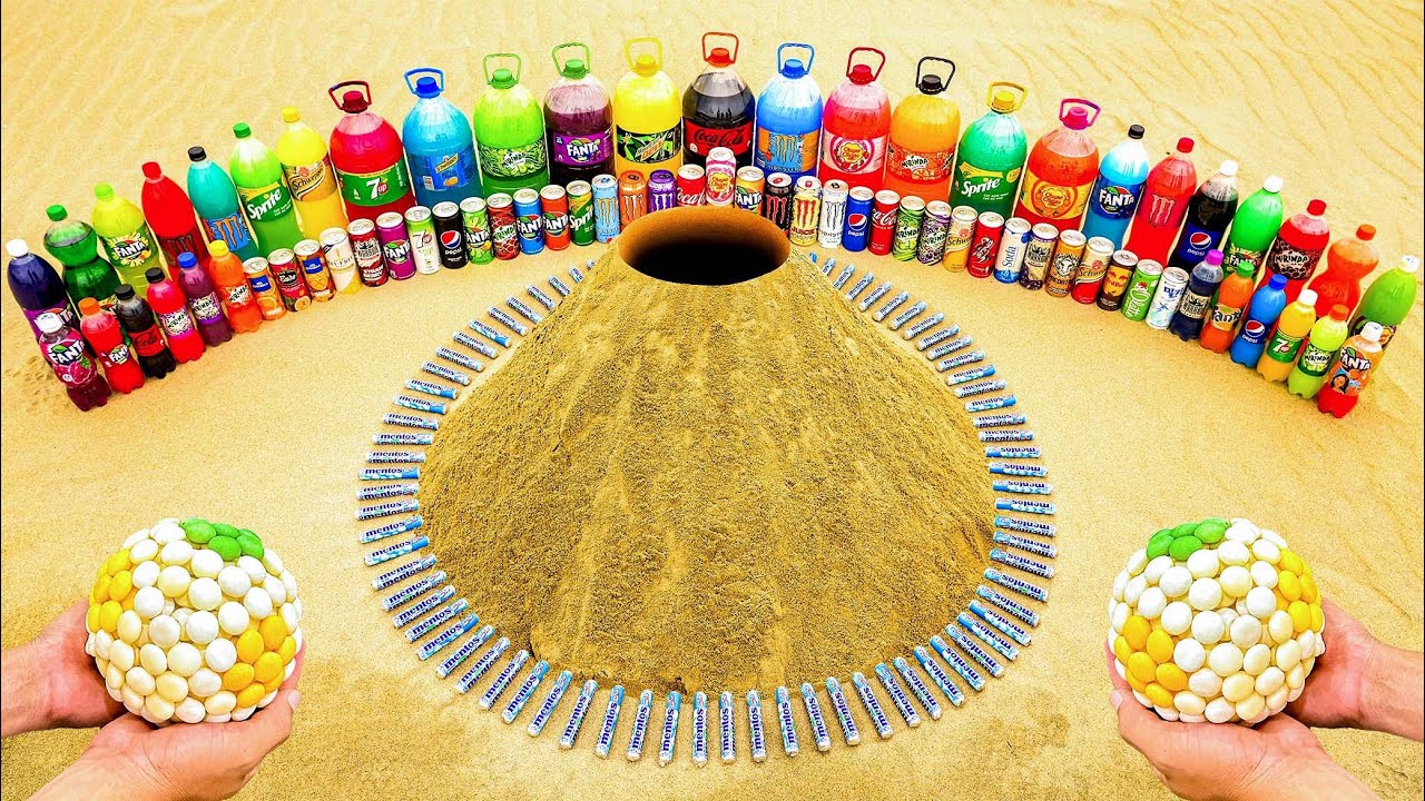 Big Underground Volcanic Eruption from Coca-Cola, Mtn Dew, Monster, Fanta, 7up, Mirinda and Mentos