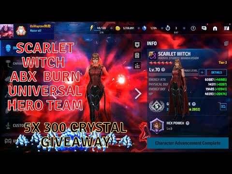 Scarlet Witch ABX MFF Burn Universal Hero Team &  5x Crystal Giveaway