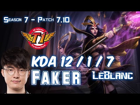 SKT T1 Faker LEBLANC vs KASSADIN Mid - Patch 7.10 KR Ranked