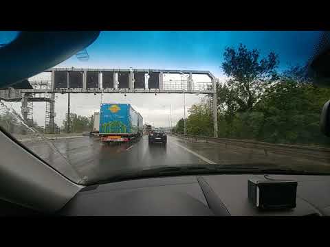 Bratislava heading D2 - driving during a rainy afternoon