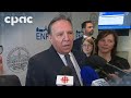 Le PM du Québec François Legault tient un point de presse à Nicolet – 12 mai 2025