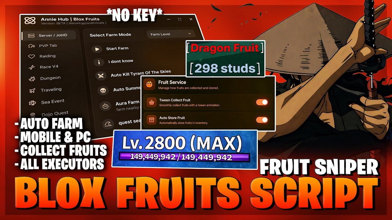 Blox Fruits Script – NO KEY, Auto Farm, Fruit Sniper, Easter Event, Max Level (BEST)