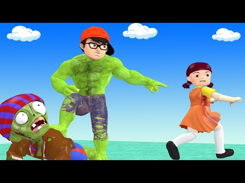 Scary Teacher 3D - Brave Police Wanted Giant Zombie vs Doll Squid Game Rescue Boy Nick Fun Animation