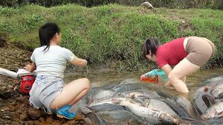 Full Video: Fishing Skills - Solo Fishing in Wild Natural Streams, Catch a Lots of Big Fish
