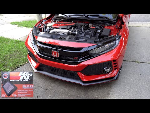 INSTALL AND REVIEW ON THE K&N HIGH-FLOW AIR FILTER ON MY 2019 HONDA CIVIC TYPE R FK8! *SPOOL NOISE*