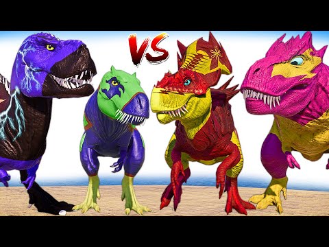 THOR Vastatosaurus Rex Vs Ultimasaurus & Dracodentitan T-REX Jurassic World Evolution Dinosaur Fight