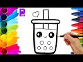 HOW TO DRAW A CUTE DRINK MILK COFFEE || DRAW CUTE THINGS || STEP BY STEP || ELENA PAINTING