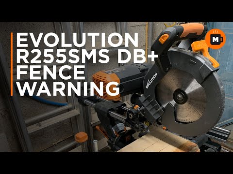 Evolution R255 SMS DB+ Mitre Saw Fence warning
