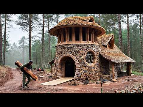 I Spent 15 Days Building a Two Story Secret House in the Forest: Solo Bushcraft Survival