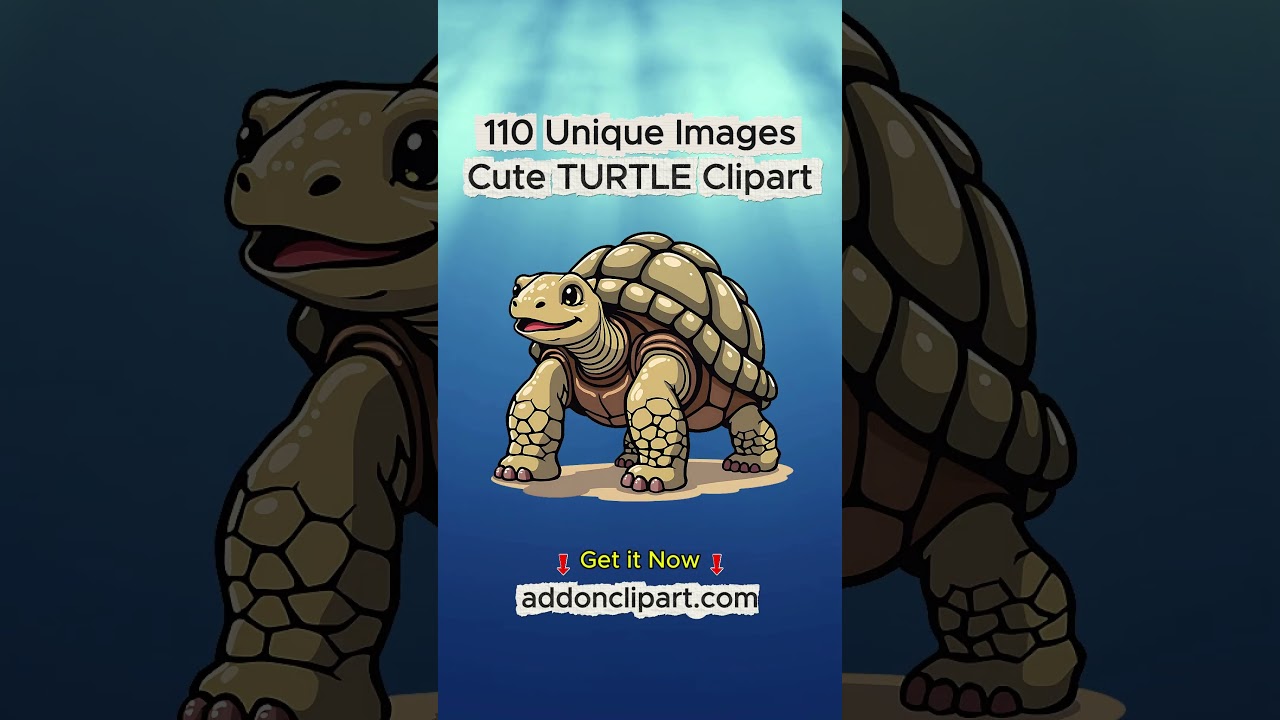 Turtle Cartoon PNG Clipart | Etsy Digital Art Download