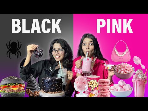 Using Only *Black Pink* Things and Food For 24 Hours Challenge😍