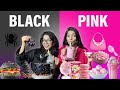 Using Only Black Pink Things And Food For 24 Hours Challenge