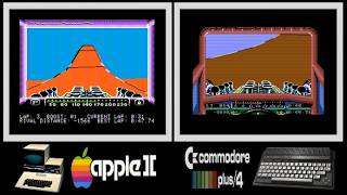 Apple II vs CBM+4 : STUNT CAR RACER (Side by side comparison)