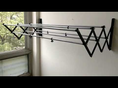 Black and silver mild steel elaxi wall mounted cloth drying ...