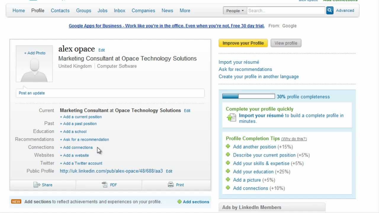 How to Create a LinkedIn Profile (Part 2) - LinkedIn Basics - Opace LinkedIn Video Tutorials