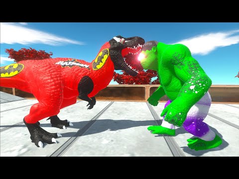 RED BATMAN T-REX VS HULK GORO DEATH FALL - Animal Revolt Battle Simulator