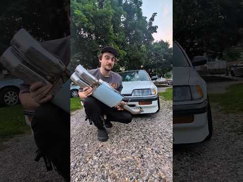 Blast pipes on the '89 Civic! Custom catback install sounds INSANE 🔥 #exhaust #carbuild