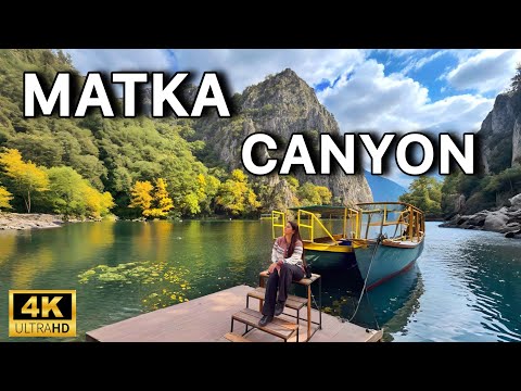 Matka Canyon 4K 🇲🇰 Walking Tour, Boat Ride on Treska River& Vrelo Cave, North Macedonia (No Music)