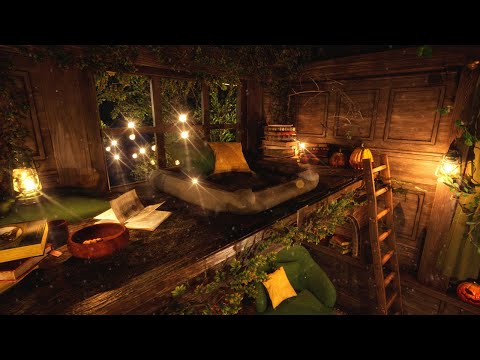 🎃Cozy Book Caravan by the Campfire🔥🍂 I Immersive Experience [4K]