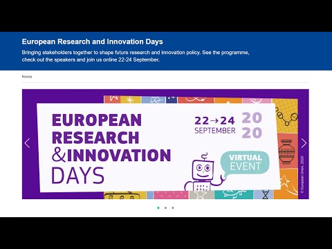 Welcome to the European Research and Innovation Days 2020 - Tutorial Video