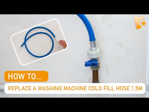 Part of a video titled Water inlet fill hose leaking? How to Replace a Washing Machine Cold ...