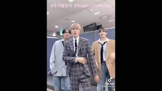 Download lagu #X1 Byungchan & Seungwoo dance challenge ' Sugar ' with Wooseok on Tik tok mp3