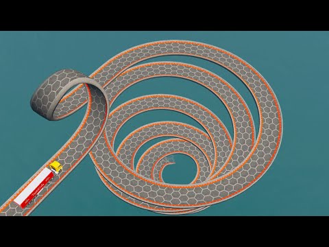 Impossible Loop Spiral Bridge Crossing Cars Vs Cliff and Deep Water - BeamNG.Drive