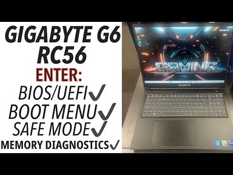 GIGABYTE G6 (16”) RC56 - How To Enter BIOS/UEFI / BOOT MENU / SAFE MODE / MEMORY DIAGNOSTIC
