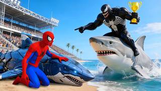 Download lagu 🦈🕷️ SPIDERMAN Wins The Magic Giant MEGALODON Shark Racing Championship – Epic Racing Challenge mp3
