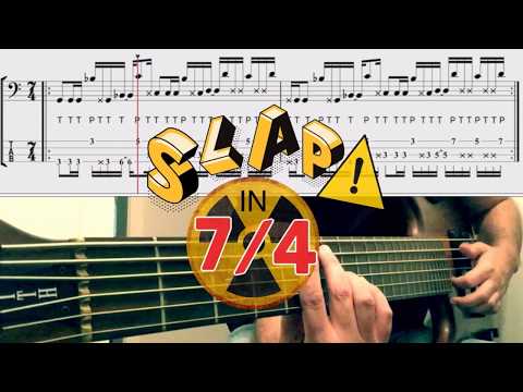 Basslines Only #7 - SLAP BASS in 7/4 Odd Meter with Playalong, Notation and Tab