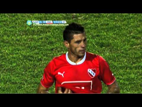 Durísima entrada de Tula. Sarmiento-Independiente.Fecha 30. Primera B Nacional.Fútbol Para Todos