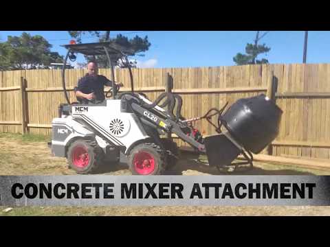 CL20 Compact Loader armed with the Concrete Mixer Attachment