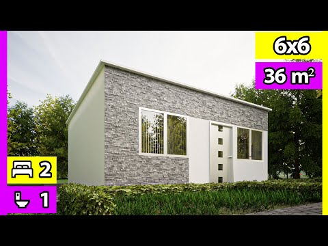 🏡 Plano de Casa de 6x6 con Dos Dormitorios | ✔️ Casa de 6x6 Metros | Casa Pequeña de 36m2