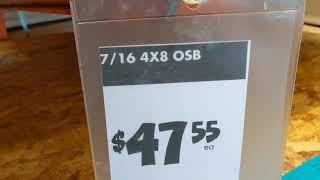 Expensive price of OSB Sheet is $47.55 at Home Depot!!! Plywood is $63!!! Super Expensive!