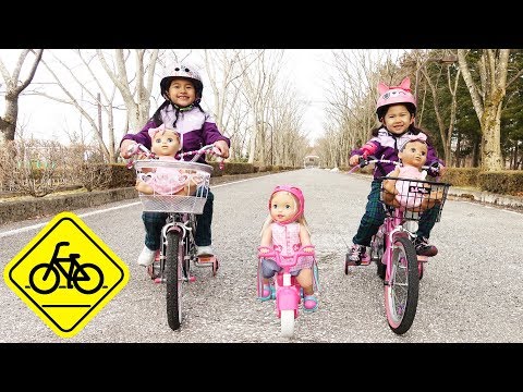 謎の自転車娘に追い越された＞＜サイクリングで追いかけっこ遊び☆Little Mommy Bicycle doll himawari-CH