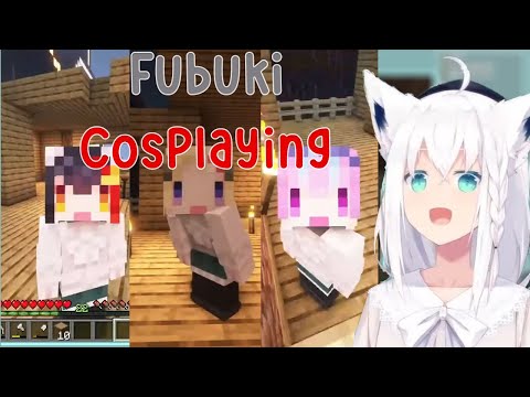 Fubuki Cosplaying as Other Holo Members and Do Their Lines in Minecraft!!!!